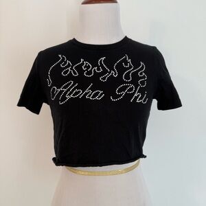 Black Cropped Alpha Phi Tee